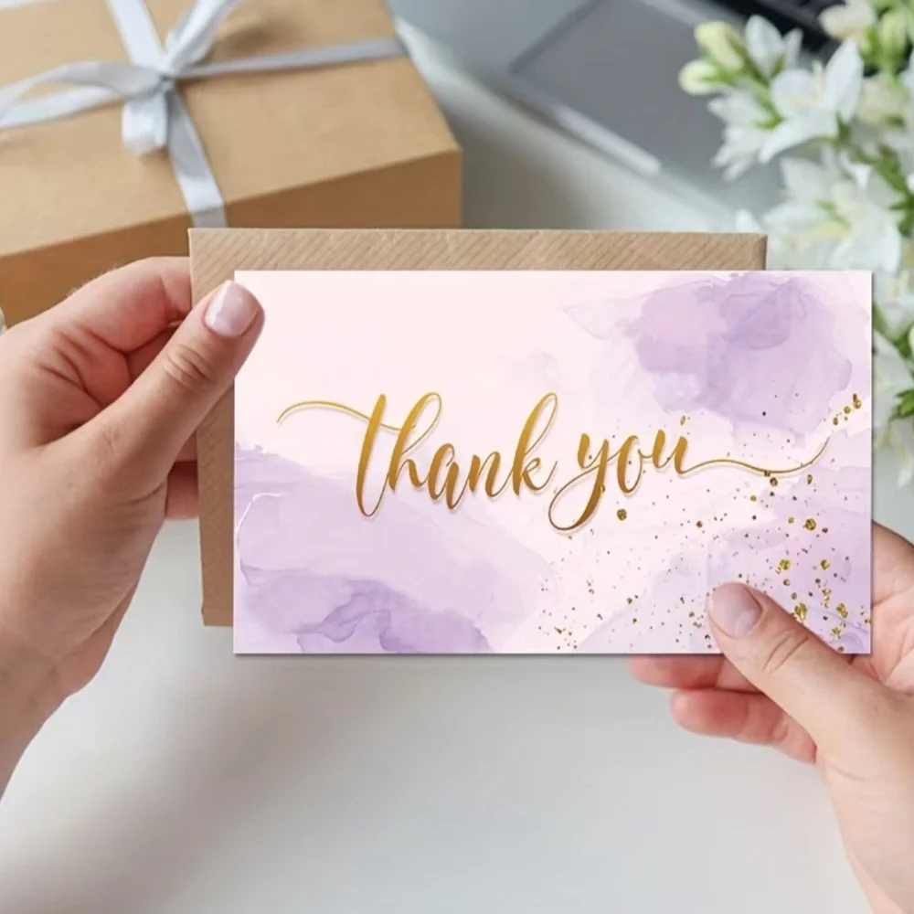 Purple and Gold Thank You Cards, 50 PCS, NEW